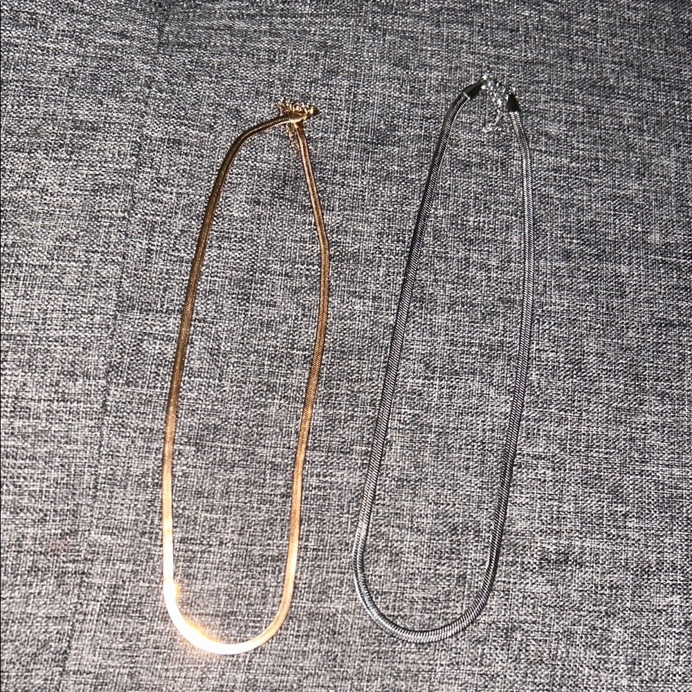 Rose Gold and Silver Herringbone Chain Bundle